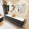MONDIAZ VICA 200cm badmeubel onderkast Dark Grey 4 lades. Wastafel CLOUD dubbel 2 kraangaten