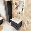 MONDIAZ VICA 60cm badmeubel onderkast Dark Grey 2 lades. Wastafel DENIA midden 1 kraangat
