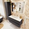 MONDIAZ VICA 100cm badmeubel onderkast Dark Grey 2 lades. Wastafel DENIA midden 1 kraangat