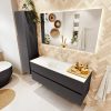 MONDIAZ VICA 130cm badmeubel onderkast Dark Grey 2 lades. Wastafel MOON midden zonder kraangat