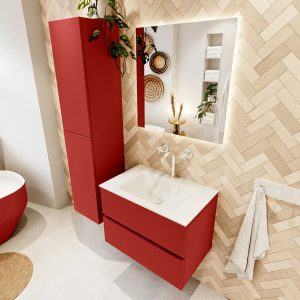 MONDIAZ VICA 70cm badmeubel onderkast Fire 2 lades. Wastafel CLOUD midden 1 kraangat