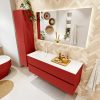 MONDIAZ VICA 130cm badmeubel onderkast Fire 2 lades. Wastafel CLOUD links 1 kraangat