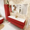 MONDIAZ VICA 150cm badmeubel onderkast Fire 2 lades. Wastafel CLOUD dubbel zonder kraangat