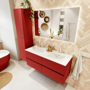 MONDIAZ VICA 120cm badmeubel onderkast Fire 4 lades. Wastafel DENIA dubbel 2 kraangaten