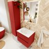 MONDIAZ VICA 60cm badmeubel onderkast Fire 2 lades. Wastafel MOON midden 1 kraangat