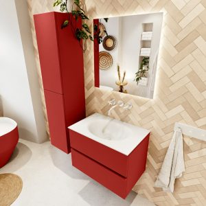MONDIAZ VICA 70cm badmeubel onderkast Fire 2 lades. Wastafel MOON midden zonder kraangat