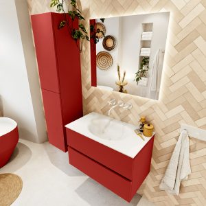 MONDIAZ VICA 80cm badmeubel onderkast Fire 2 lades. Wastafel MOON midden zonder kraangat