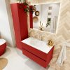 MONDIAZ VICA 90cm badmeubel onderkast Fire 2 lades. Wastafel MOON midden 1 kraangat
