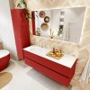 MONDIAZ VICA 140cm badmeubel onderkast Fire 2 lades. Wastafel MOON links 1 kraangat
