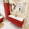 MONDIAZ VICA 130cm badmeubel onderkast Fire 4 lades. Wastafel MOON dubbel 2 kraangaten