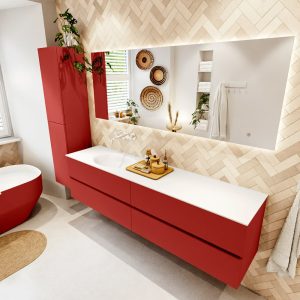 MONDIAZ VICA 190cm badmeubel onderkast Fire 4 lades. Wastafel MOON links zonder kraangat