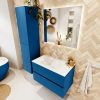 MONDIAZ VICA 80cm badmeubel onderkast Jeans 2 lades. Wastafel CLOUD midden zonder kraangat