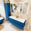 MONDIAZ VICA 130cm badmeubel onderkast Jeans 2 lades. Wastafel CLOUD dubbel 2 kraangaten