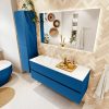 MONDIAZ VICA 130cm badmeubel onderkast Jeans 2 lades. Wastafel CLOUD links zonder kraangat