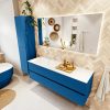 MONDIAZ VICA 150cm badmeubel onderkast Jeans 2 lades. Wastafel CLOUD links zonder kraangat