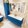 MONDIAZ VICA 130cm badmeubel onderkast Jeans 4 lades. Wastafel CLOUD dubbel zonder kraangat