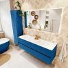 MONDIAZ VICA 150cm badmeubel onderkast Jeans 4 lades. Wastafel CLOUD dubbel zonder kraangat