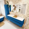 MONDIAZ VICA 170cm badmeubel onderkast Jeans 4 lades. Wastafel CLOUD links zonder kraangat