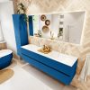 MONDIAZ VICA 180cm badmeubel onderkast Jeans 4 lades. Wastafel CLOUD dubbel 2 kraangaten