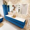 MONDIAZ VICA 200cm badmeubel onderkast Jeans 4 lades. Wastafel CLOUD links zonder kraangat