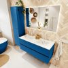 MONDIAZ VICA 120cm badmeubel onderkast Jeans 2 lades. Wastafel DENIA dubbel 2 kraangaten