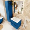 MONDIAZ VICA 60cm badmeubel onderkast Jeans 2 lades. Wastafel MOON midden zonder kraangat