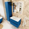 MONDIAZ VICA 70cm badmeubel onderkast Jeans 2 lades. Wastafel MOON midden 1 kraangat