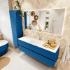MONDIAZ VICA 150cm badmeubel onderkast Jeans 2 lades. Wastafel MOON midden 1 kraangat