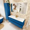 MONDIAZ VICA 130cm badmeubel onderkast Jeans 4 lades. Wastafel MOON dubbel zonder kraangat