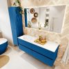 MONDIAZ VICA 140cm badmeubel onderkast Jeans 4 lades. Wastafel MOON links zonder kraangat