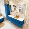 MONDIAZ VICA 150cm badmeubel onderkast Jeans 4 lades. Wastafel MOON links zonder kraangat