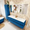 MONDIAZ VICA 160cm badmeubel onderkast Jeans 4 lades. Wastafel MOON dubbel 2 kraangaten