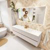 MONDIAZ VICA 170cm badmeubel onderkast Linen 4 lades. Wastafel CLOUD dubbel 2 kraangaten