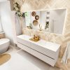 MONDIAZ VICA 180cm badmeubel onderkast Linen 4 lades. Wastafel CLOUD dubbel 2 kraangaten
