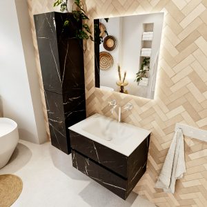 MONDIAZ VICA 70cm badmeubel onderkast Marquina 2 lades. Wastafel CLOUD midden 1 kraangat
