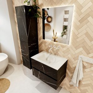 MONDIAZ VICA 70cm badmeubel onderkast Marquina 2 lades. Wastafel CLOUD midden zonder kraangat