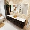 MONDIAZ VICA 180cm badmeubel onderkast Marquina 4 lades. Wastafel MOON dubbel zonder kraangat