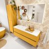 MONDIAZ VICA 130cm badmeubel onderkast Ocher 2 lades. Wastafel CLOUD links 1 kraangat