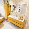 MONDIAZ VICA 150cm badmeubel onderkast Ocher 2 lades. Wastafel CLOUD midden 1 kraangat