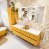 MONDIAZ VICA 170cm badmeubel onderkast Ocher 4 lades. Wastafel CLOUD links zonder kraangat