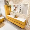MONDIAZ VICA 180cm badmeubel onderkast Ocher 4 lades. Wastafel CLOUD links zonder kraangat