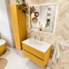 MONDIAZ VICA 80cm badmeubel onderkast Ocher 2 lades. Wastafel DENIA midden 1 kraangat