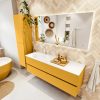 MONDIAZ VICA 150cm badmeubel onderkast Ocher 2 lades. Wastafel MOON links 1 kraangat