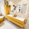 MONDIAZ VICA 180cm badmeubel onderkast Ocher 4 lades. Wastafel MOON dubbel 2 kraangaten