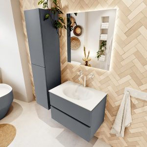 MONDIAZ VICA 70cm badmeubel onderkast Plata 2 lades. Wastafel MOON midden 1 kraangat