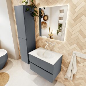 MONDIAZ VICA 70cm badmeubel onderkast Plata 2 lades. Wastafel MOON midden zonder kraangat