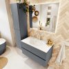 MONDIAZ VICA 90cm badmeubel onderkast Plata 2 lades. Wastafel MOON midden 1 kraangat