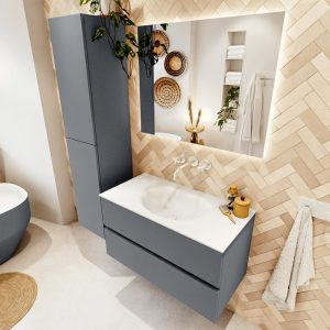 MONDIAZ VICA 90cm badmeubel onderkast Plata 2 lades. Wastafel MOON midden zonder kraangat