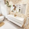 MONDIAZ VICA 170cm badmeubel onderkast Talc 4 lades. Wastafel CLOUD dubbel 2 kraangaten