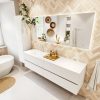MONDIAZ VICA 180cm badmeubel onderkast Talc 4 lades. Wastafel CLOUD links 1 kraangat